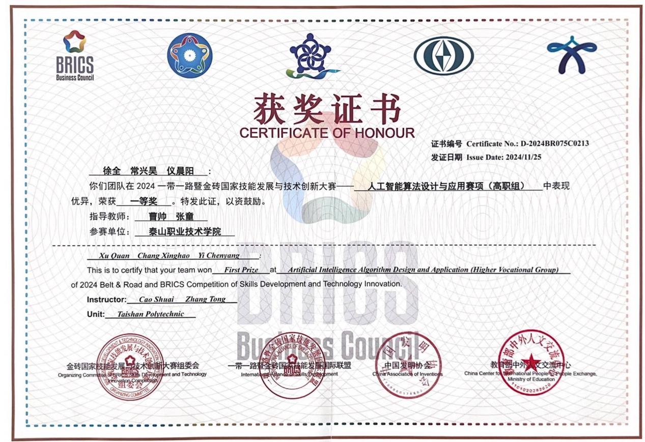 一带一路金砖证书